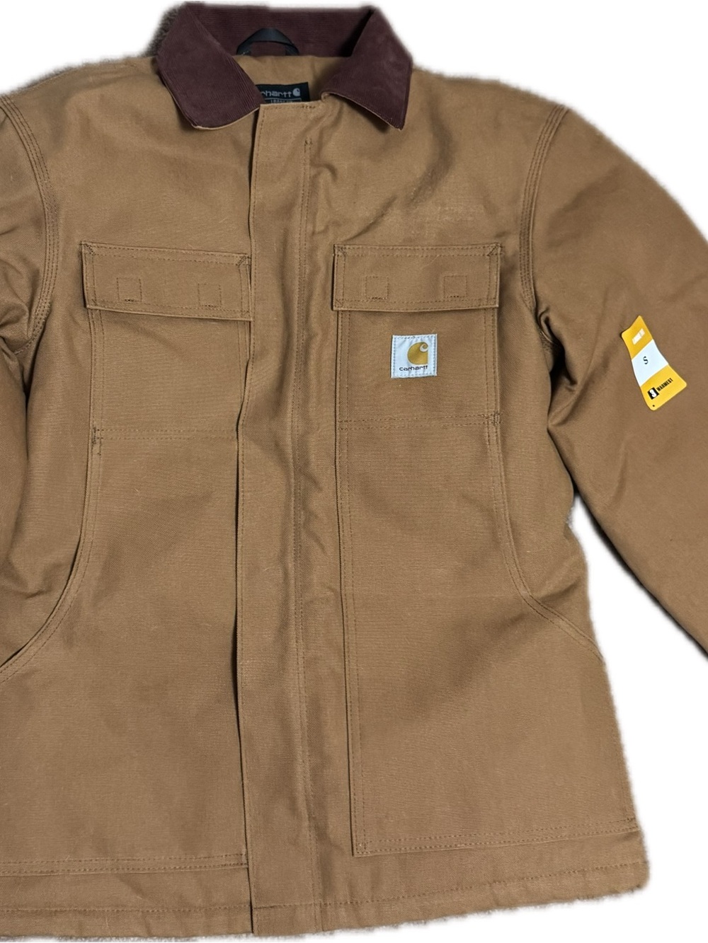 Carhartt Men's Brown Canvas Work Jacket with Dark Brown Corduroy Collar